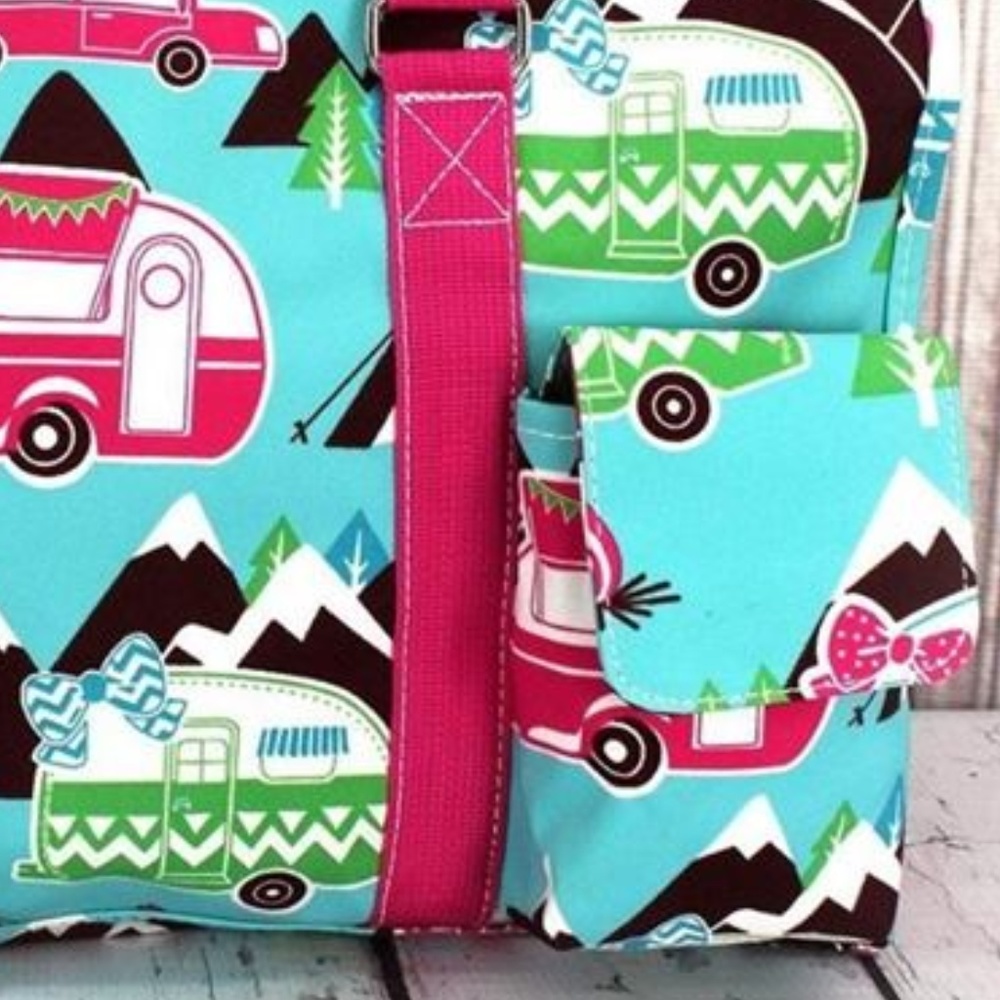 HAPPY CAMPER SMALL UTILITY TOTE W/ZIP TOP - Picture 3 of 4